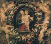 Peter Paul Rubens Madonna and Child with Garland of Flowers and Putti (mk01) oil